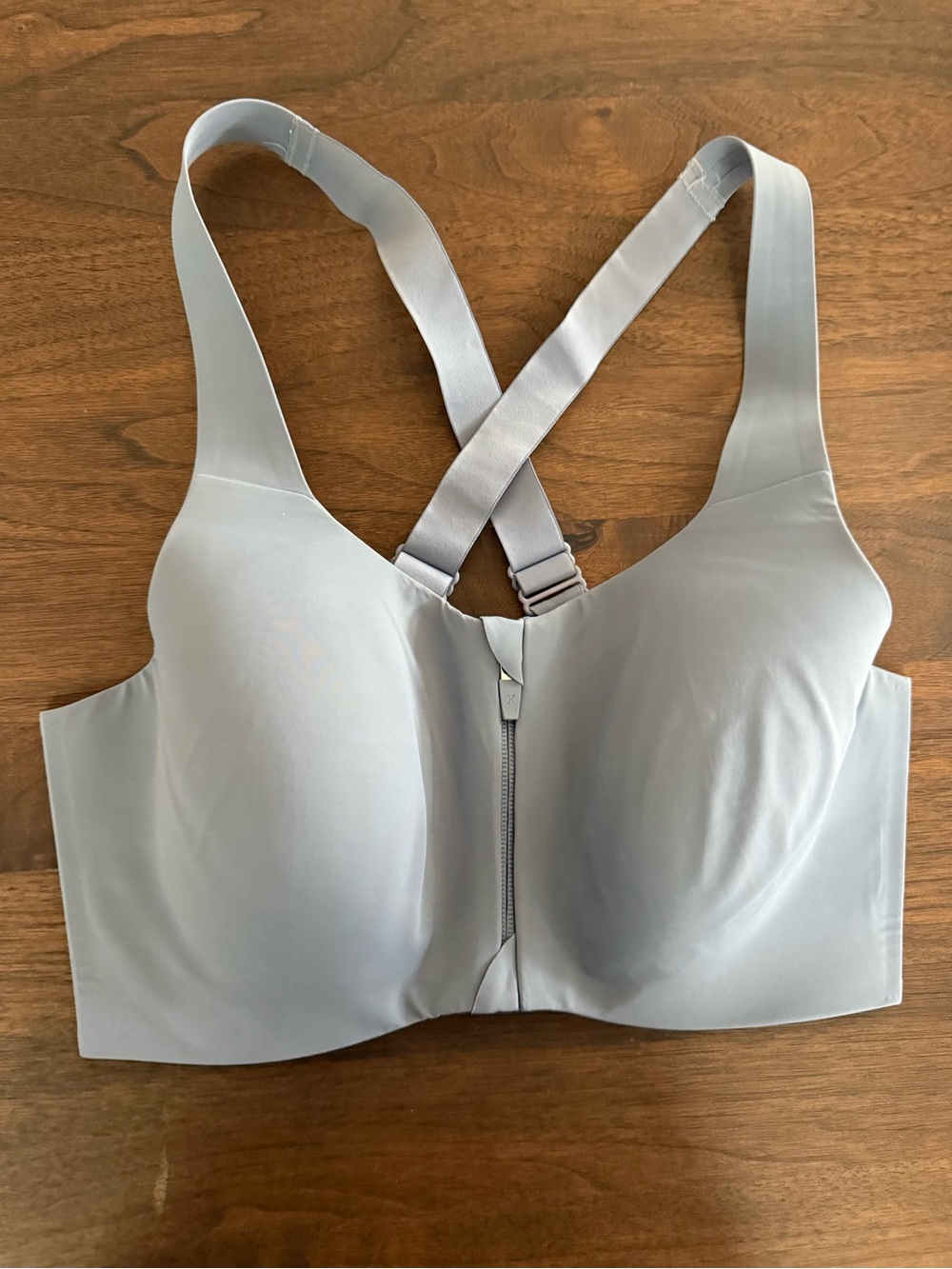 knix Gray Front-Zip Seamless Support Sports Bra